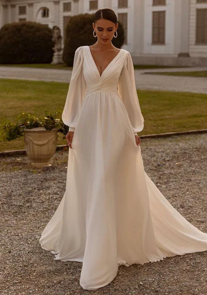 Robe de mariage civil longue sale