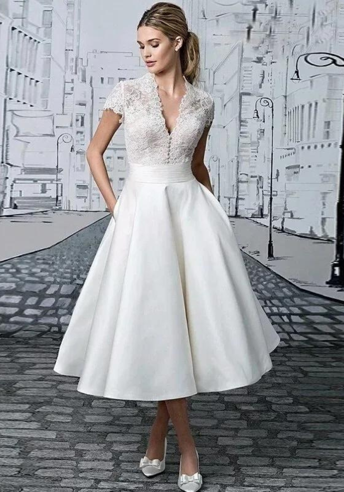 Robe mi longue pour mariage sale